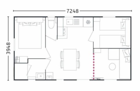 Ici vous trouverez le plan pour le modèle MODULO 72.2 2026 MODULO 72.2 2026 : Plan d'implantation